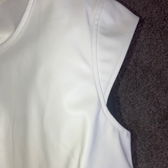 Chic Cream Women's Blouse faux leather - Picture 6 of 7